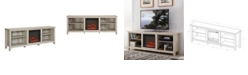 Walker Edison 70" Wood Media TV Stand Console with Fireplace